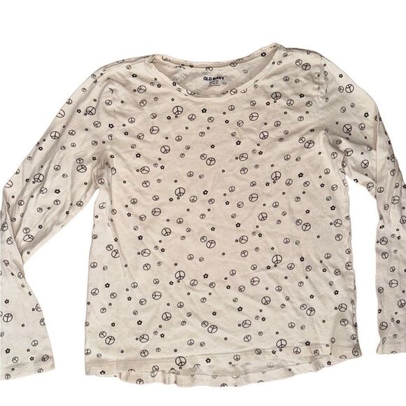 Old Navy Peace Sign Softest Printed Long-Sleeve T-Shirt for Girls -Size XL 14-16 - Picture 1 of 5